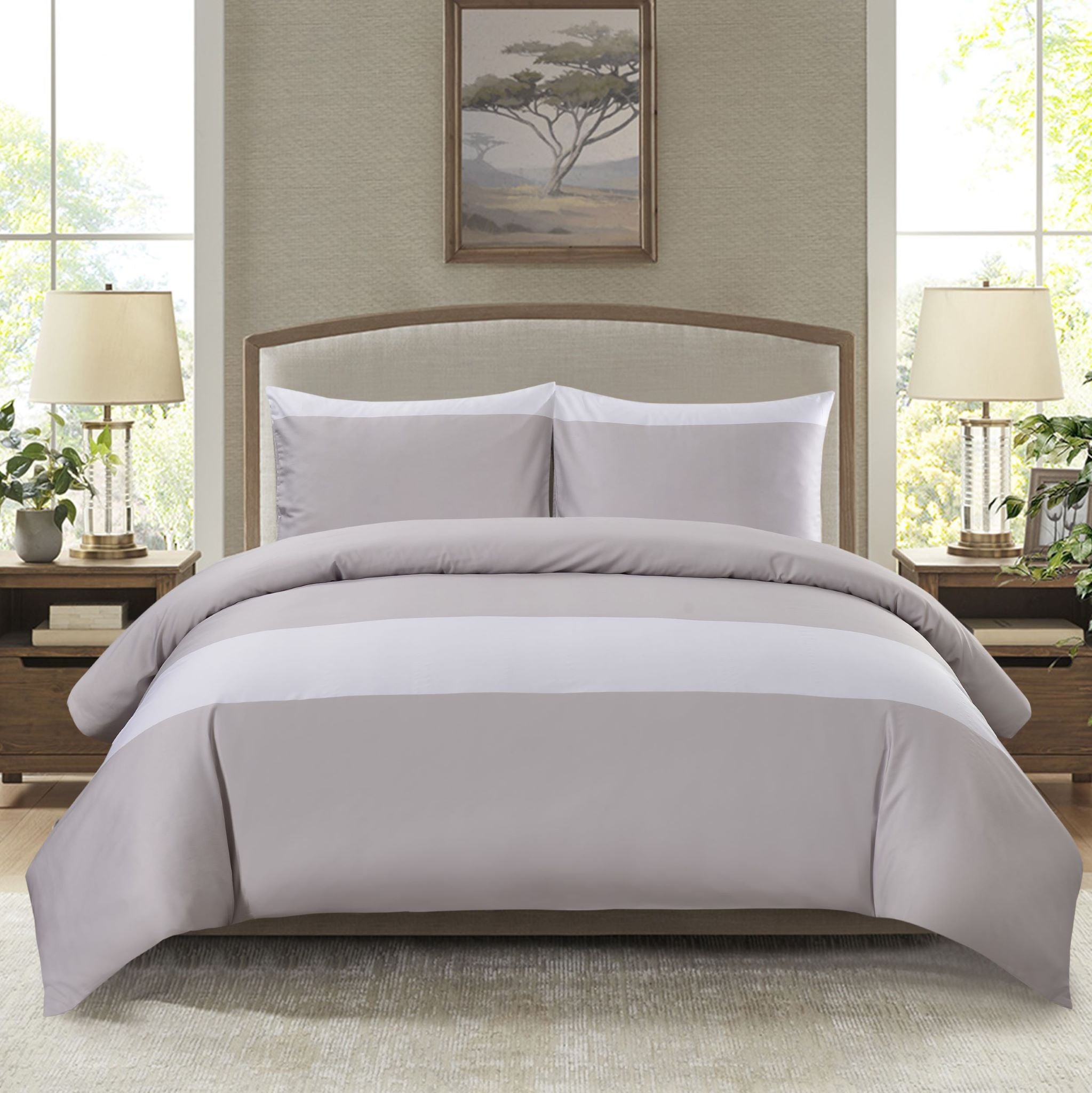 Aura & Belle Penthouse Duvet Set-Taupe