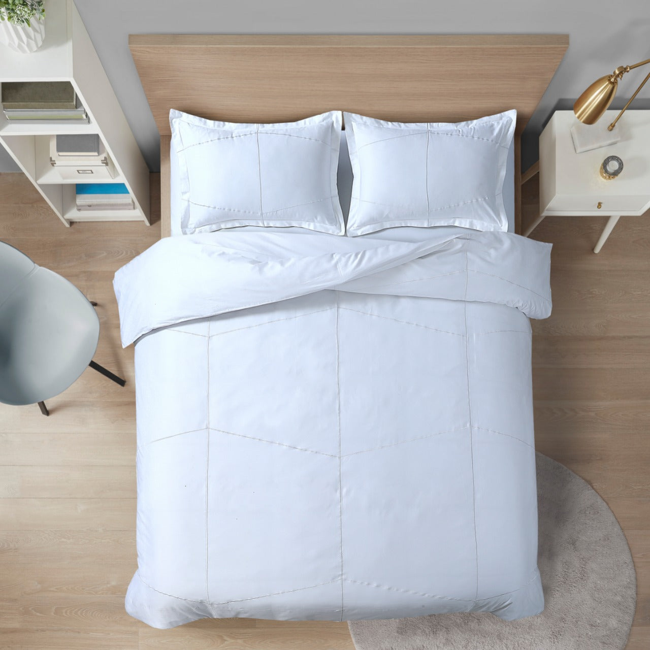 Aura & Belle White on White Embroidered Hotel Duvet Set