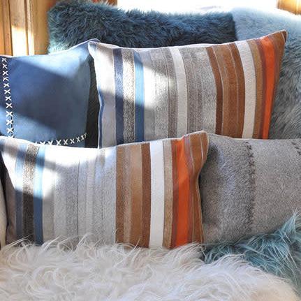 Cowhide Multi Stripe Pillow
