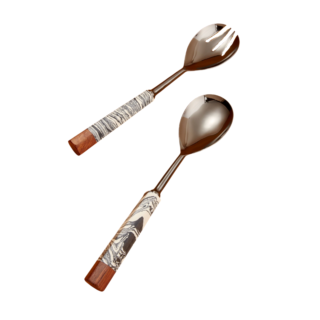 Marble & Wood Onyx Serving Set