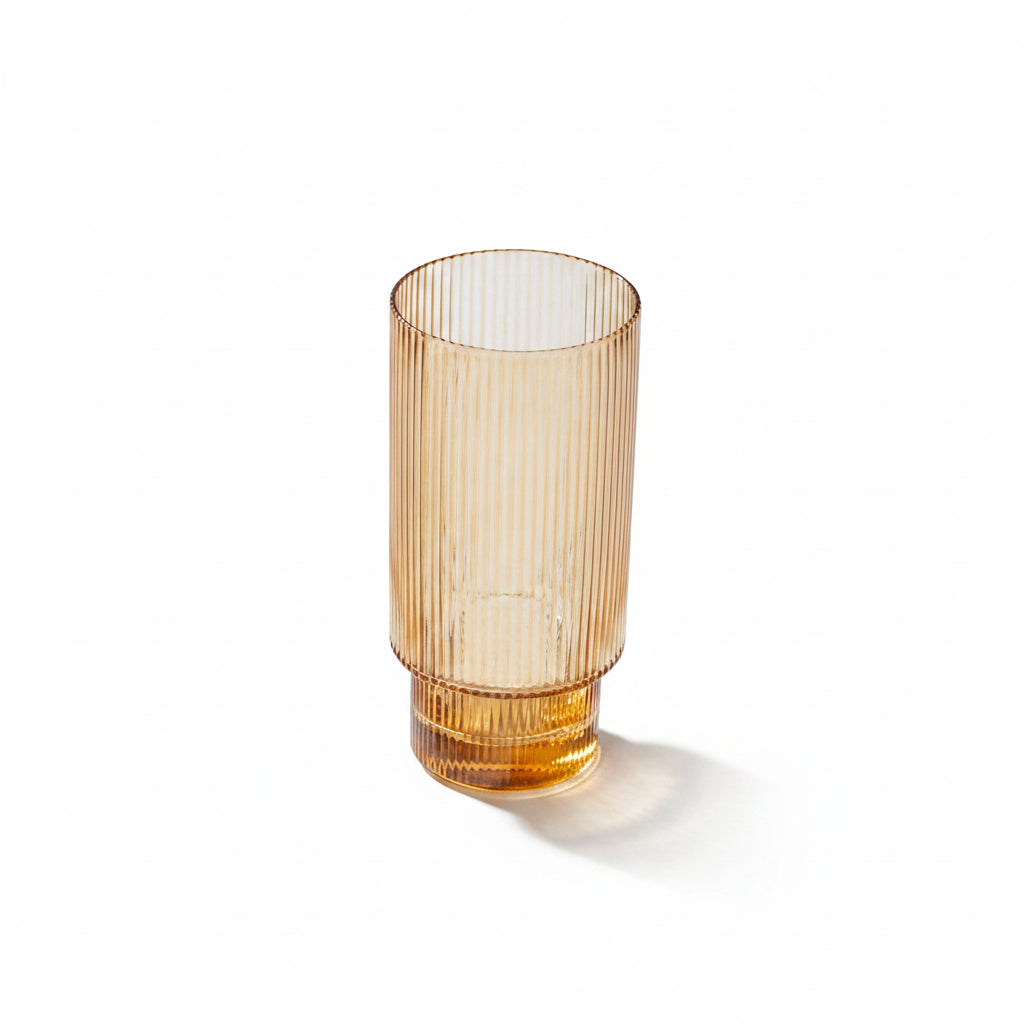Vikko Malibu Amber Ribbed Highball Glass