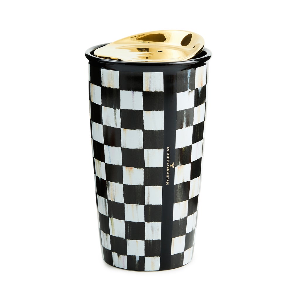 MacKenzie-Childs Courtly Check Ceramic Travel Cup