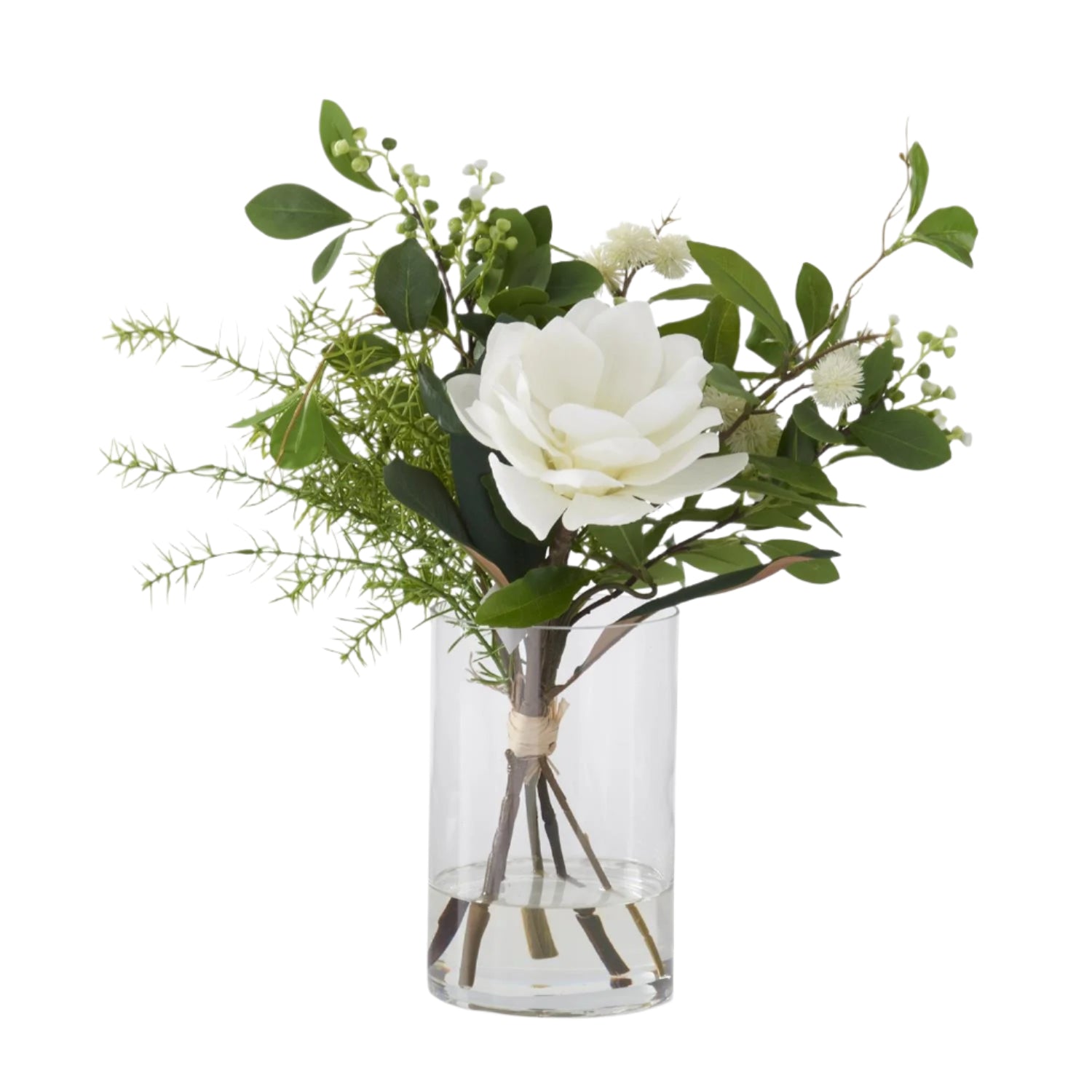 Flaura White Magnolia & Foliage w/Faux Water