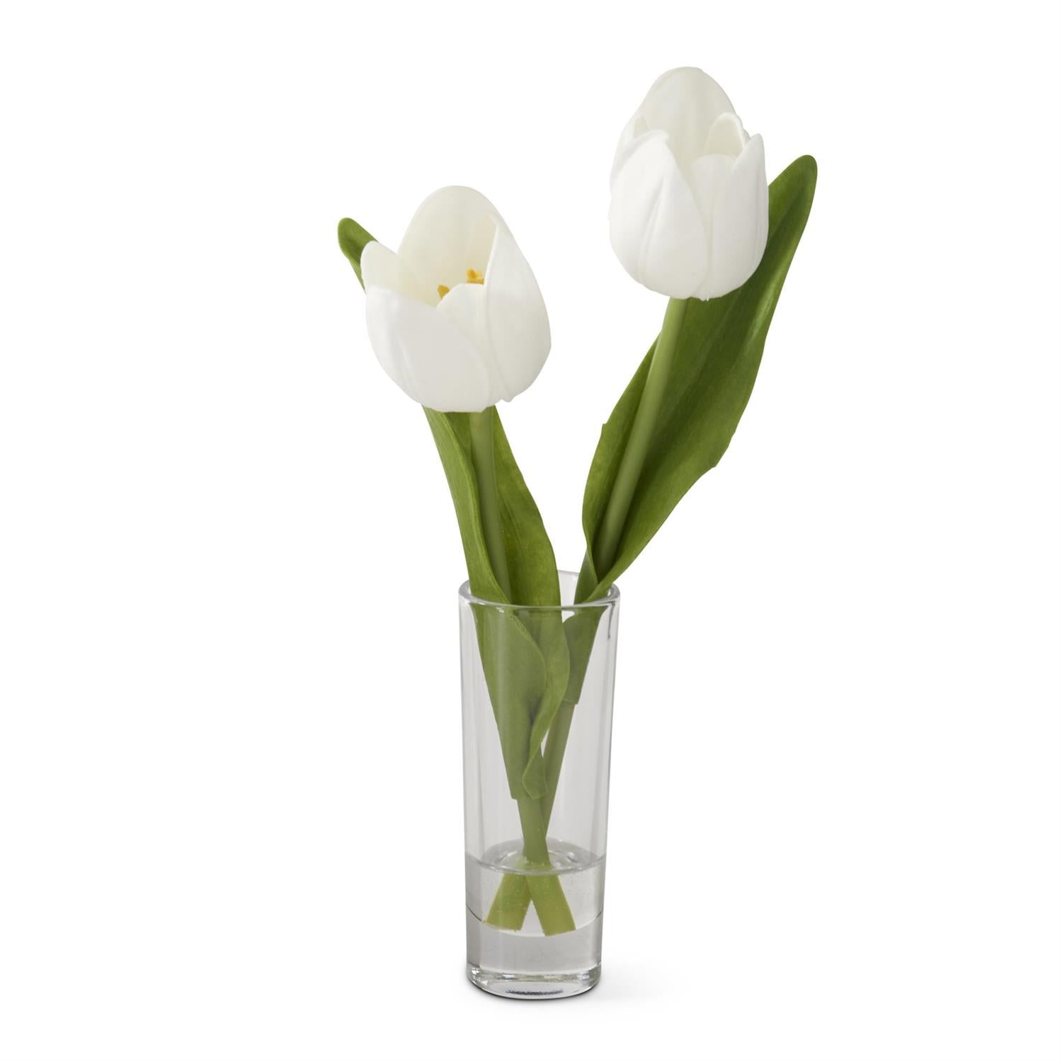 Double Tulip in Glass Vase w/Faux Water