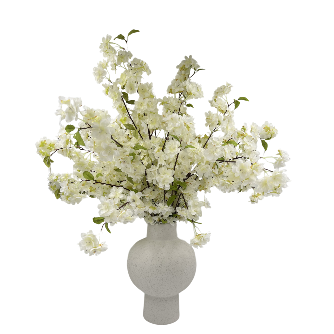 Flaura Cherry Blossom Arrangement in Tall Taupe Pot