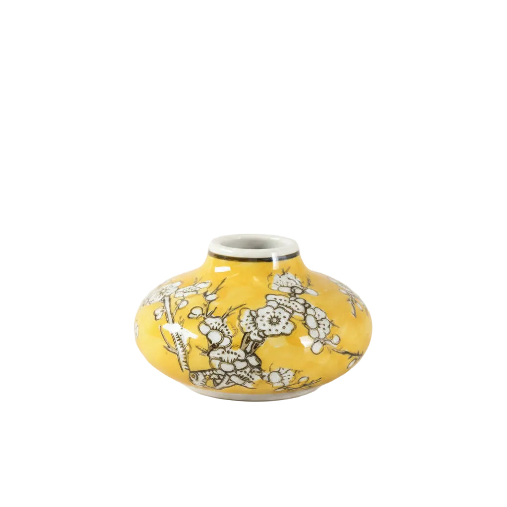 Wide Ming Safron Bud Ceramic Vase- 4in