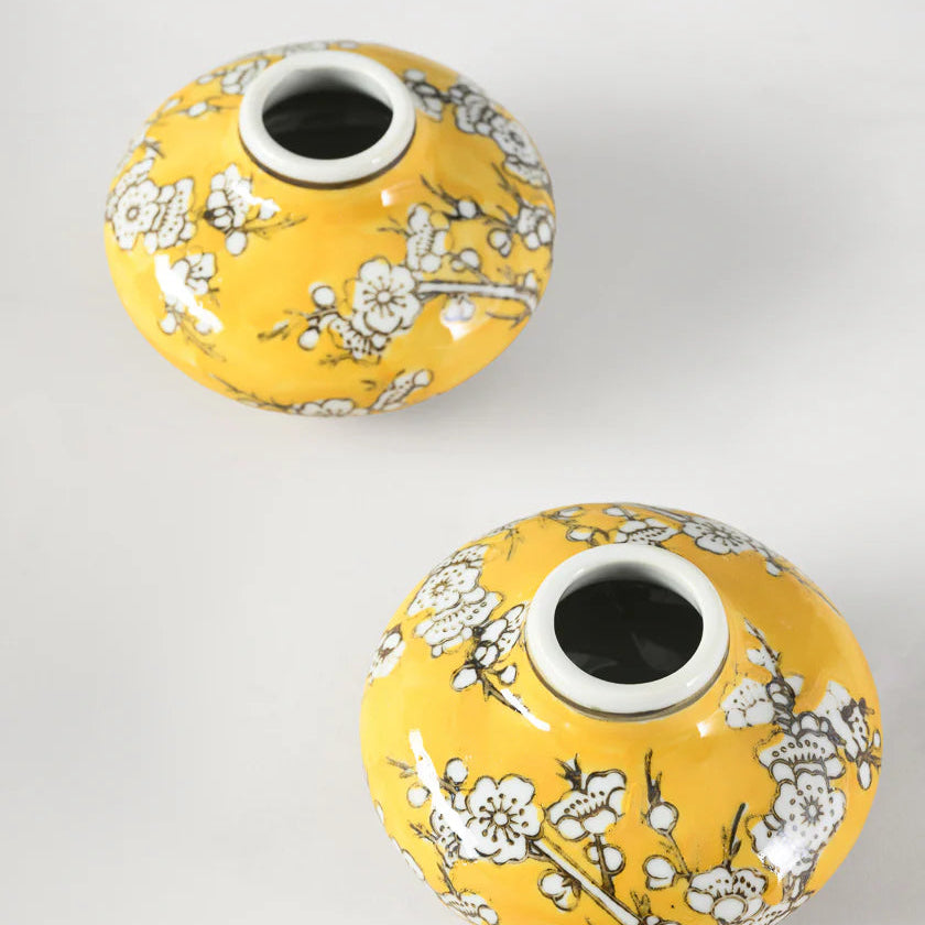 Wide Ming Safron Bud Ceramic Vase- 4in