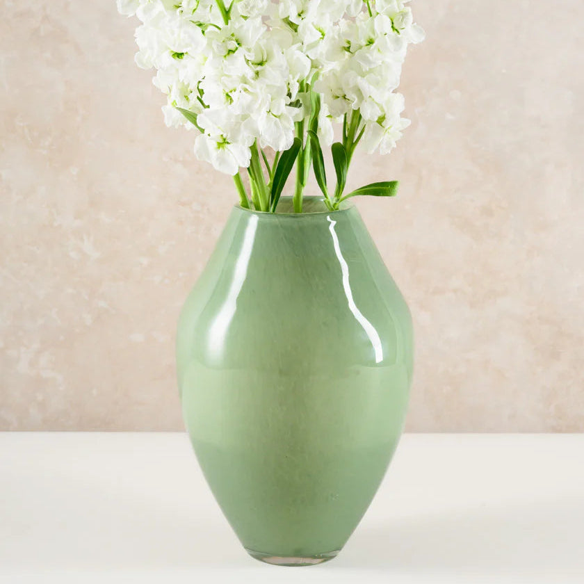 Lucerne Jade Green Hand Blown Glass Vase