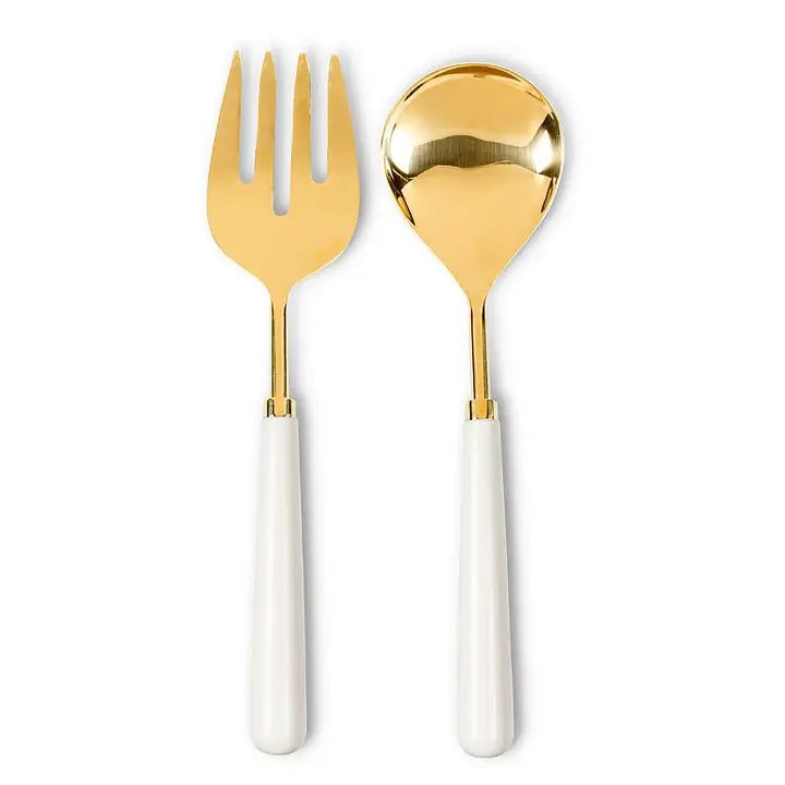 Ivory & Gold Classic Handle Salad Servers