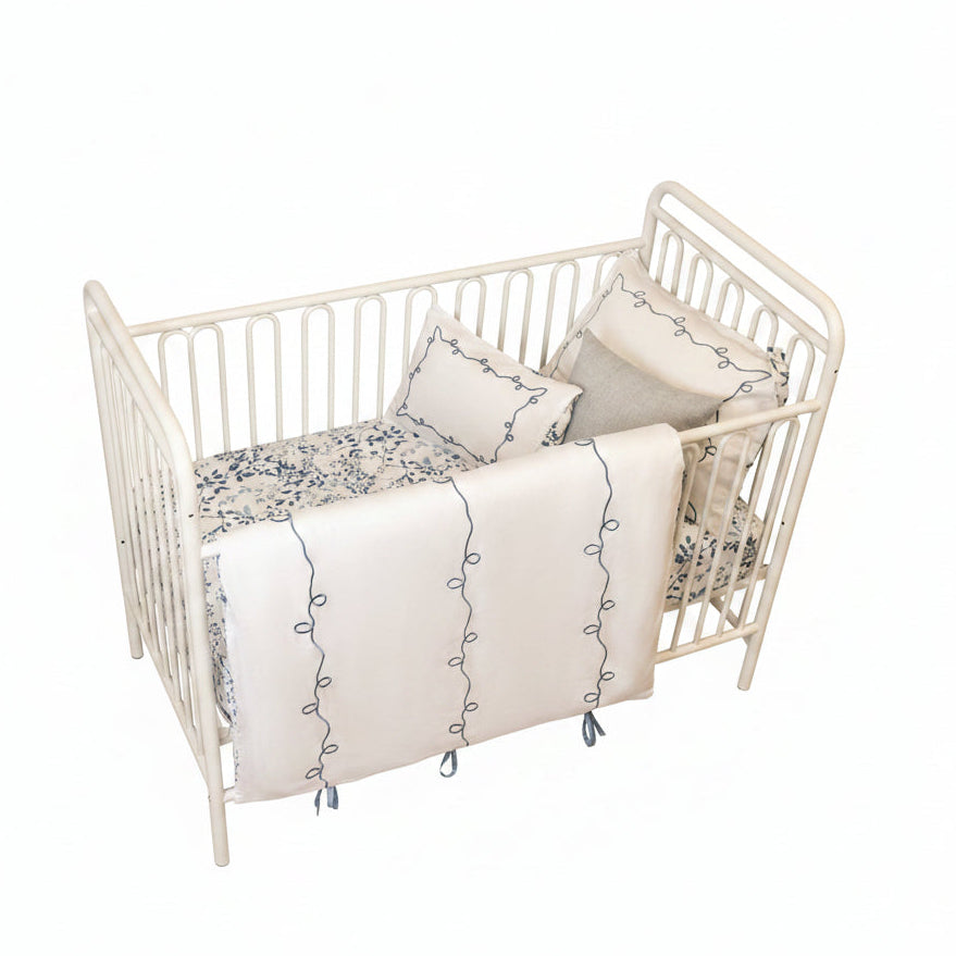 Petite Belle Lafayette Powder Blue Embroidered Crib Set