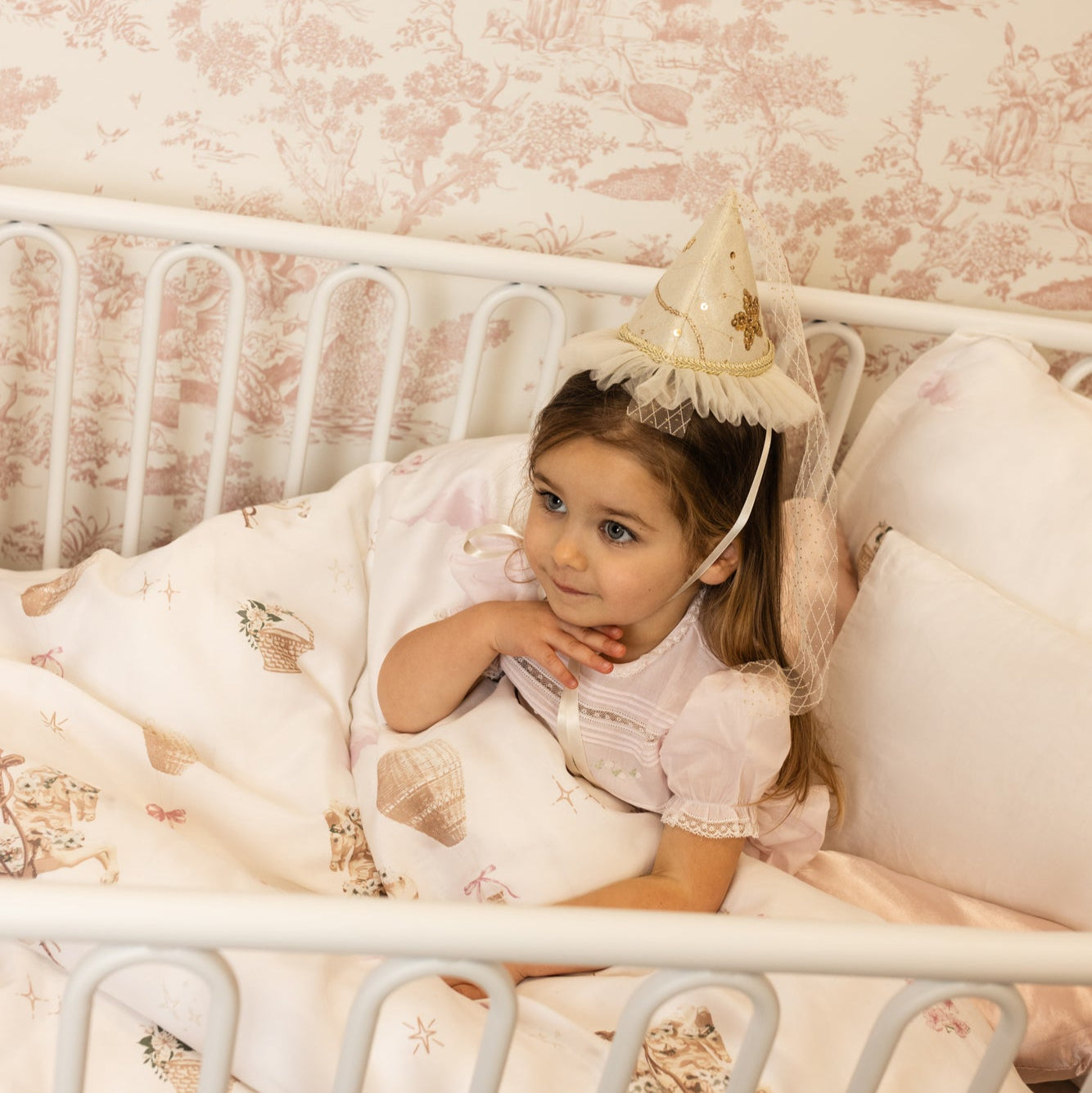 Petite Belle Carousel Dreams Crib Set- Mauve