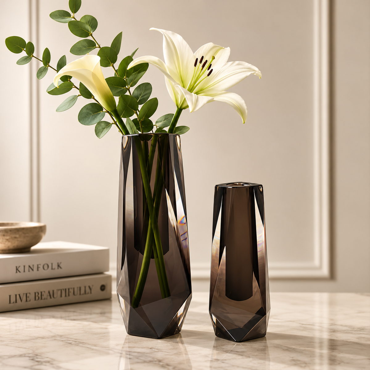 Luxe Modern Acrylic Bud Vase - Smoky Quartz