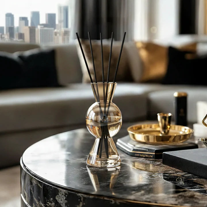 Black Curved Dome Reed Diffuser in Colored Bottle