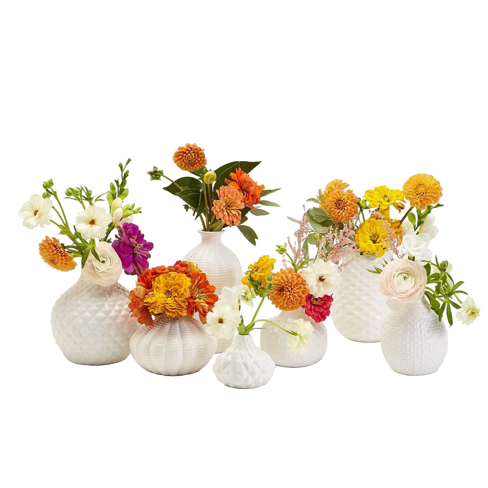 Artisan Carved White Ceramic Vase
