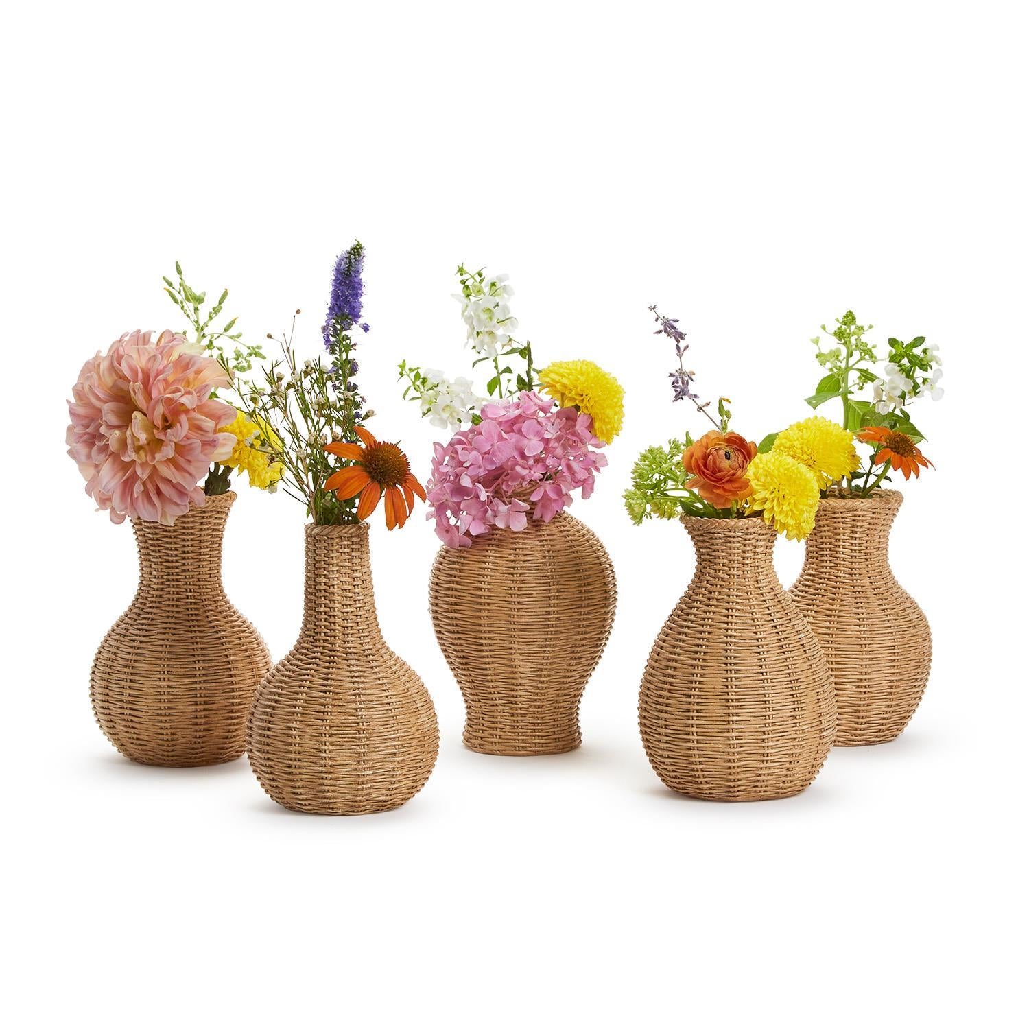 Natural Beauties Basket Weave Pattern Bud Vase