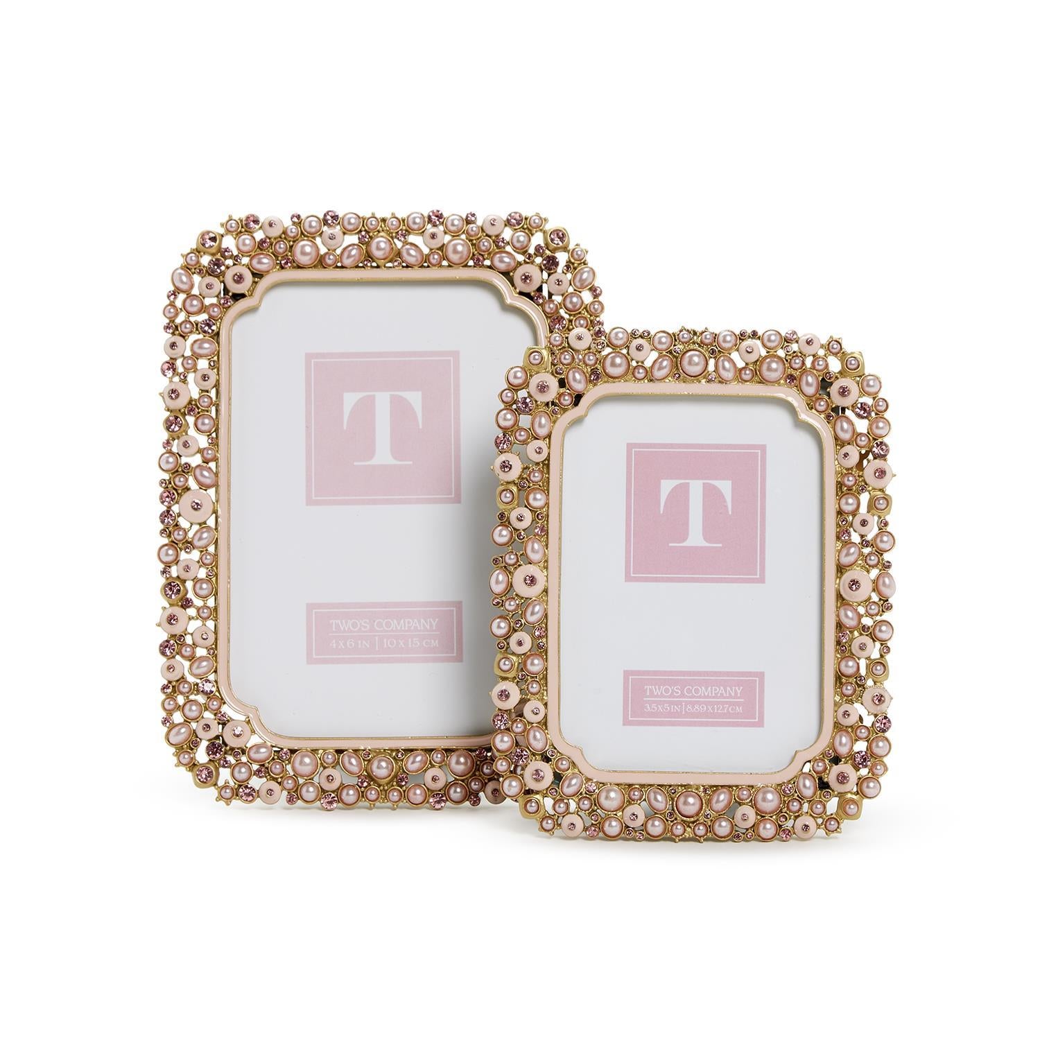 Pink Pearl and Rhinestone Photo Frames