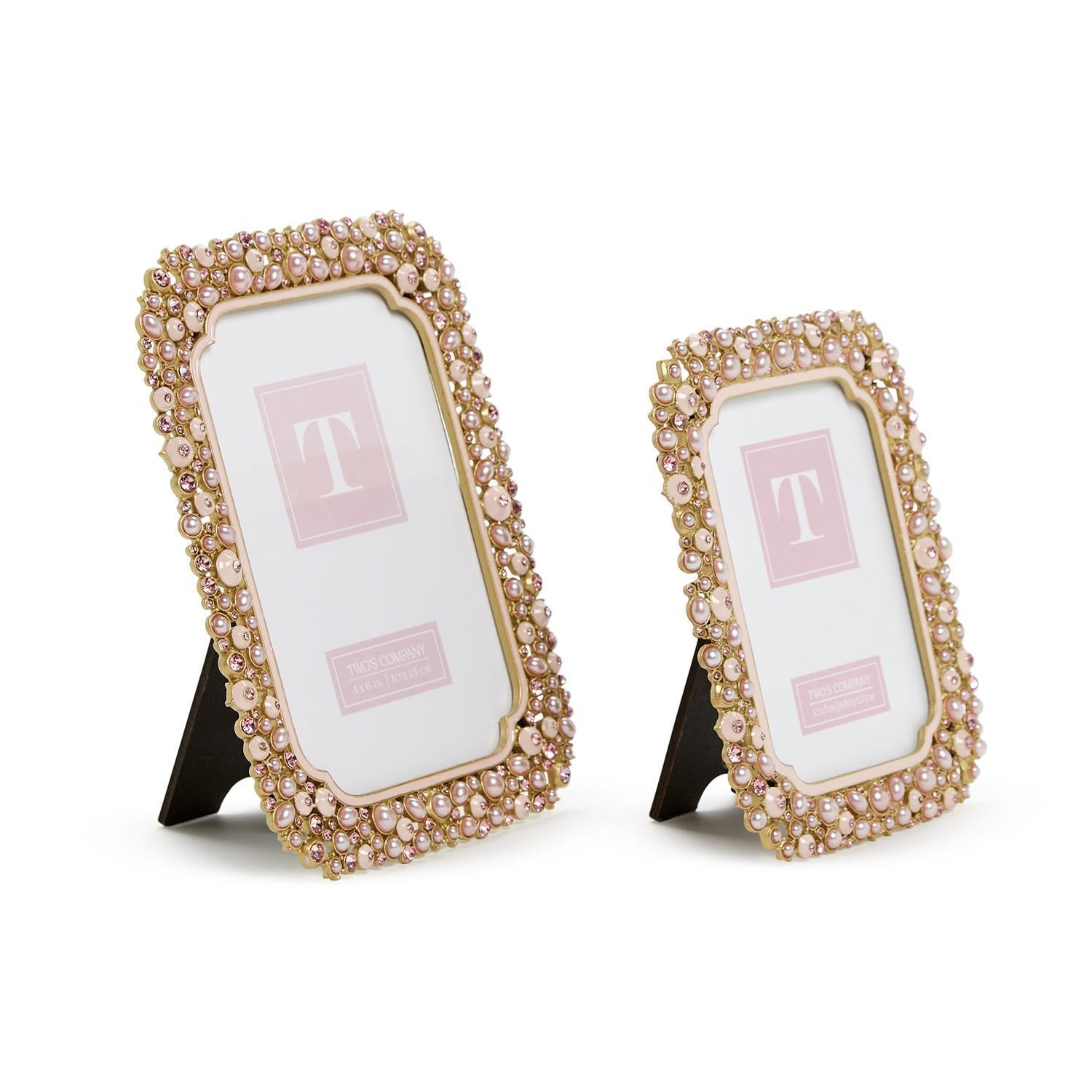 Pink Pearl and Rhinestone Photo Frames