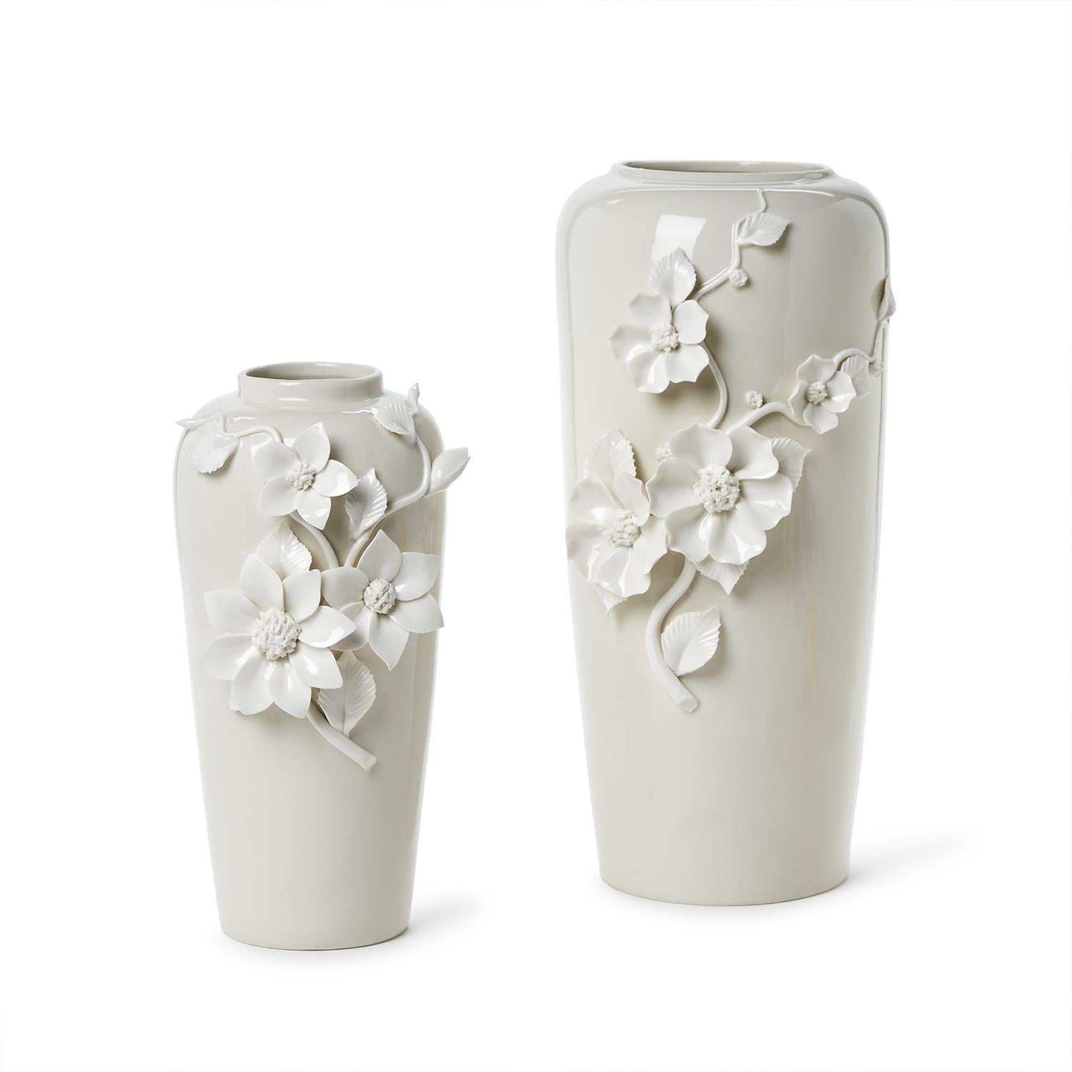 3-D Sculpted Flowers Porcelain Vase