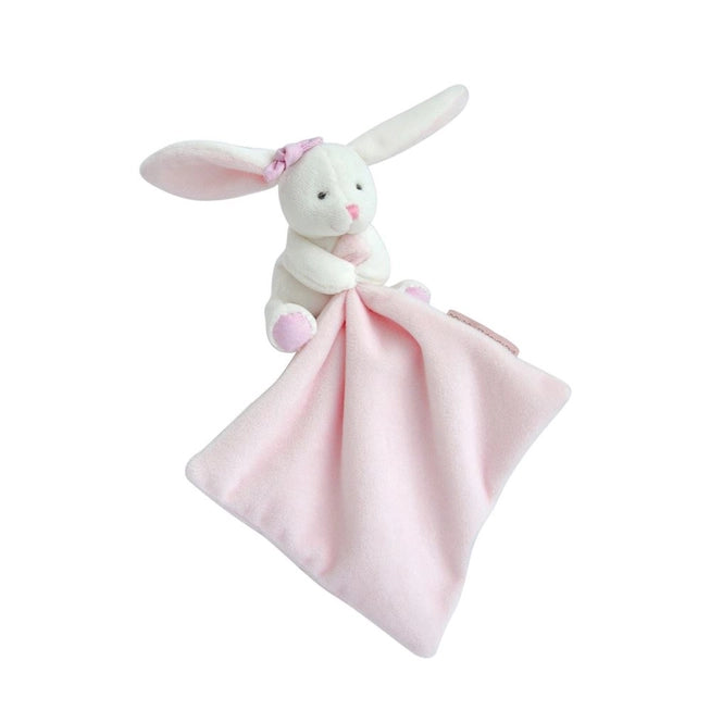 Doudou et Compagnie Pink Hello Baby Blanket with Plush Stuffed Bunny