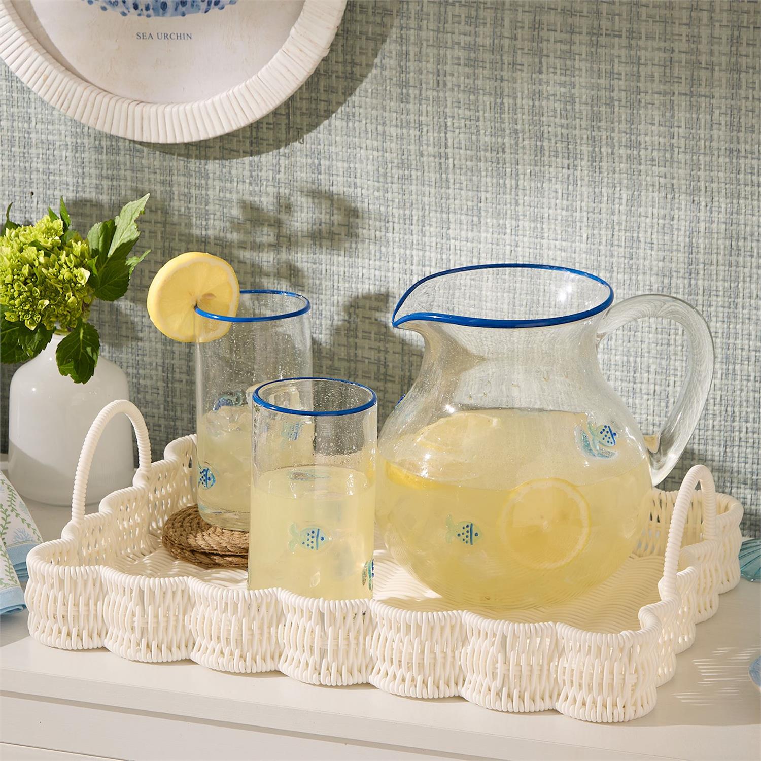 Faux Wicker Scalloped Edge Serving Trays