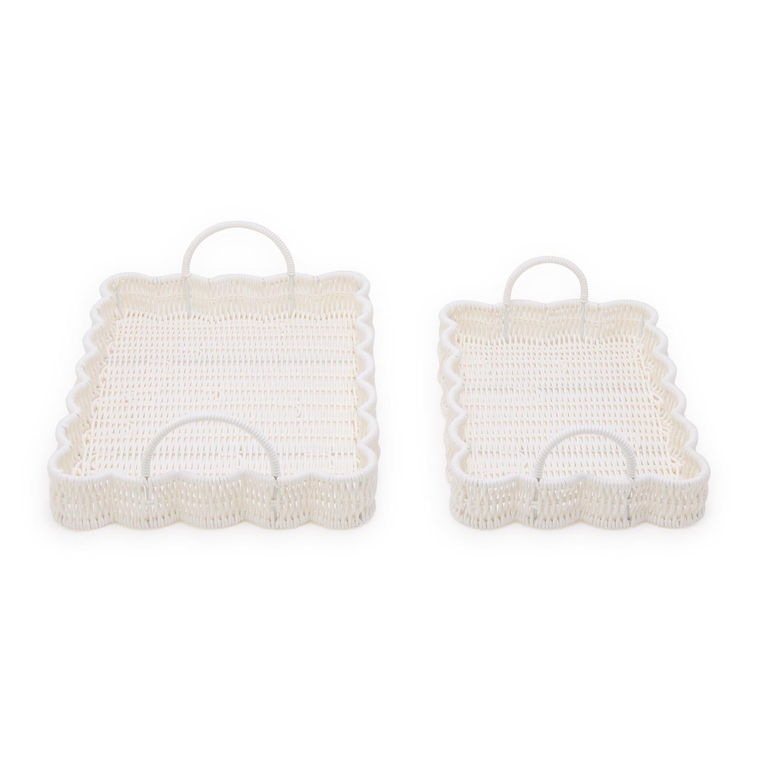 Faux Wicker Scalloped Edge Serving Trays