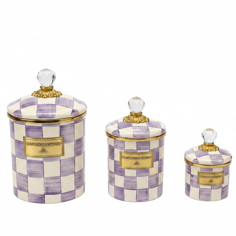 MacKenzie-Childs Violet Check Canister