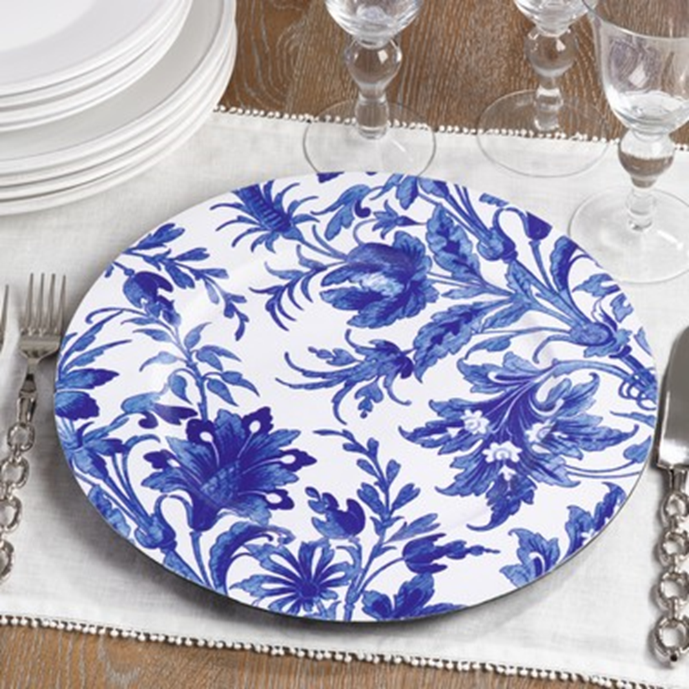 Indigo Floral Print Charger