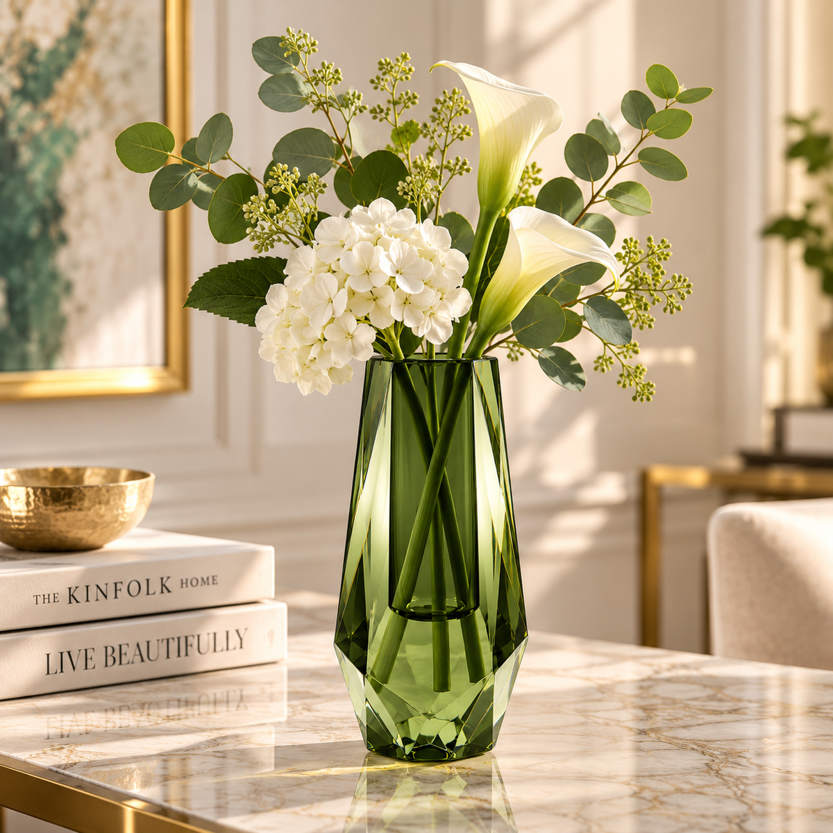 Luxe Modern Acrylic Bud Vase - Olive Jade