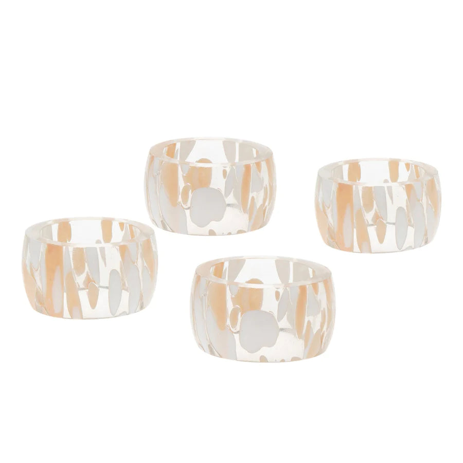 Terrazo Look Glass Napkin Rings- Set of 4