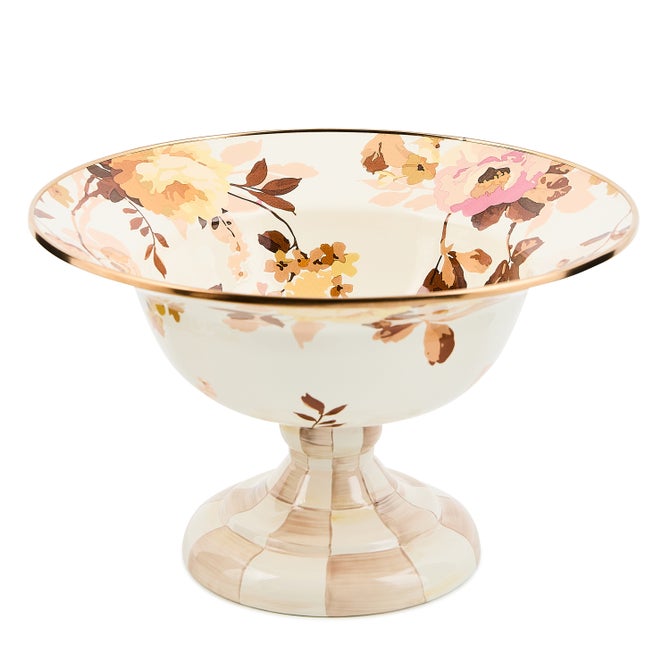 MacKenzie-Childs White Wild Rose Large Compote