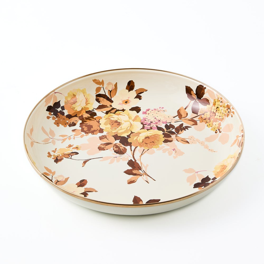 MacKenzie-Childs White Roses abundant serving bowl