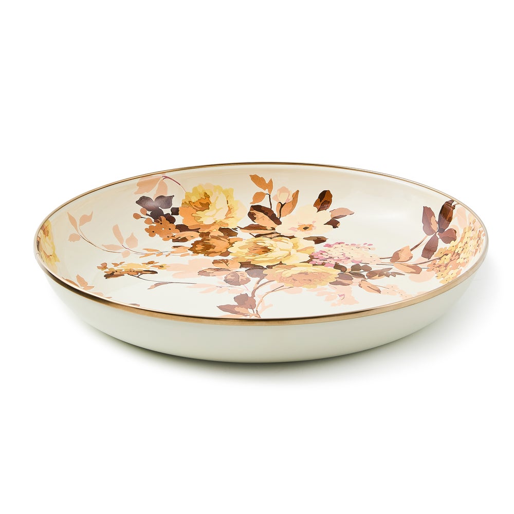 MacKenzie-Childs White Roses Abundant Bowl