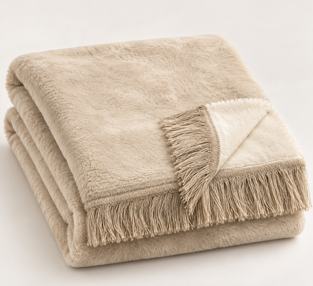 Reversible Blanket Camel/Ivory