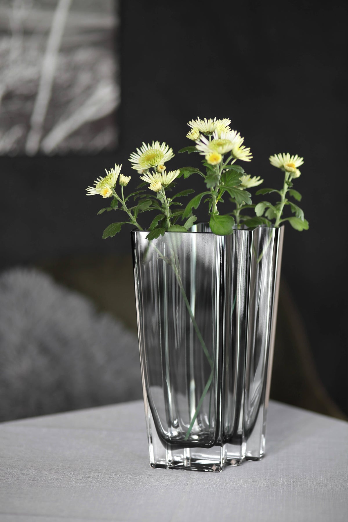 Chevron Vase, Transparent Gray, Available in 4 Sizes