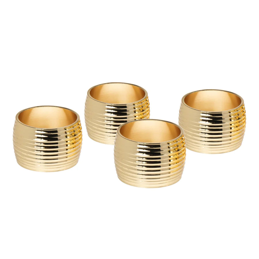 Gold Ribbed Napkin Rings
