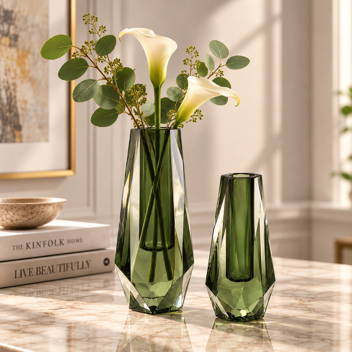 Luxe Modern Acrylic Bud Vase - Olive Jade