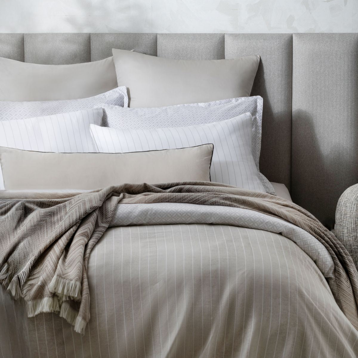 Aura Home Wesley Duvet Set- Taupe