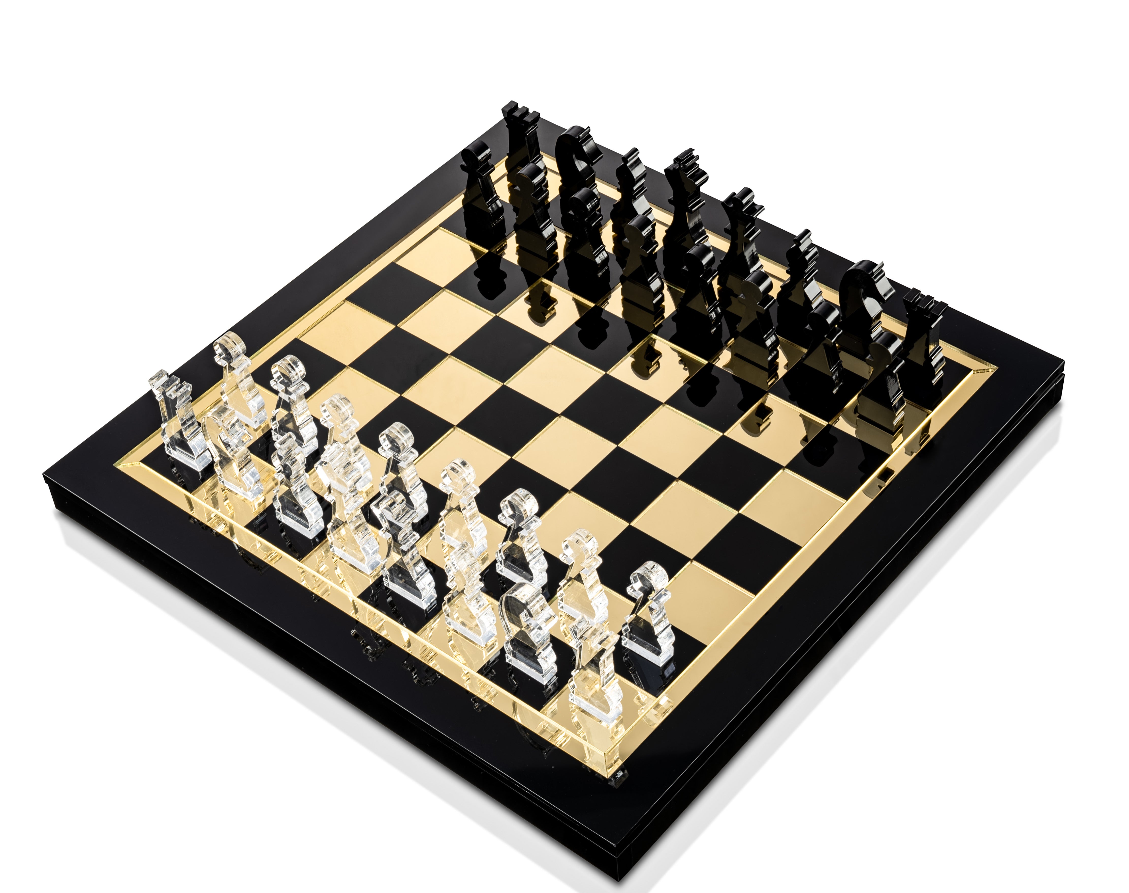 Luxe Gold and Black Chess and Checkers Game Set