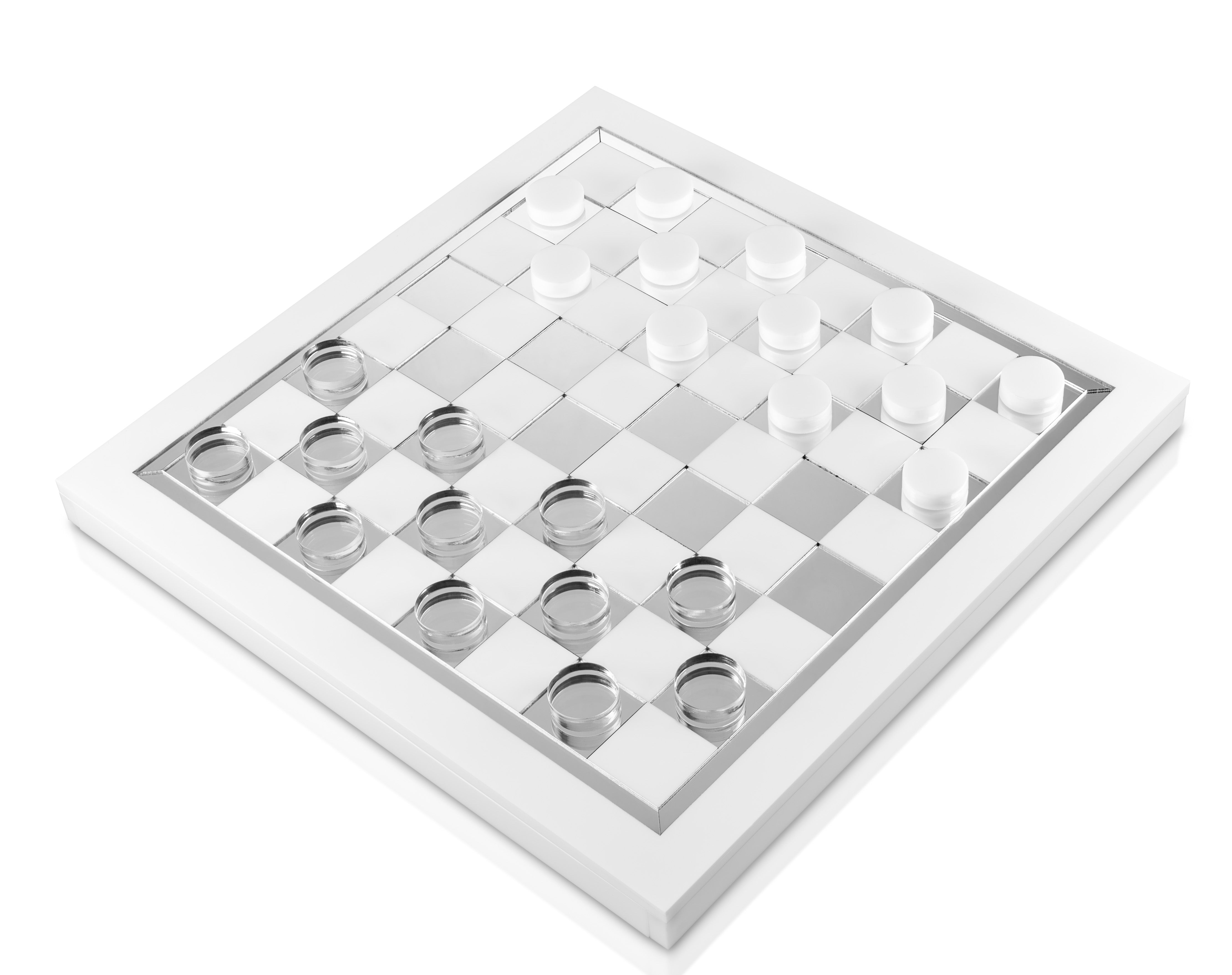 Luxe Silver and White Chess and Checkers Game Set