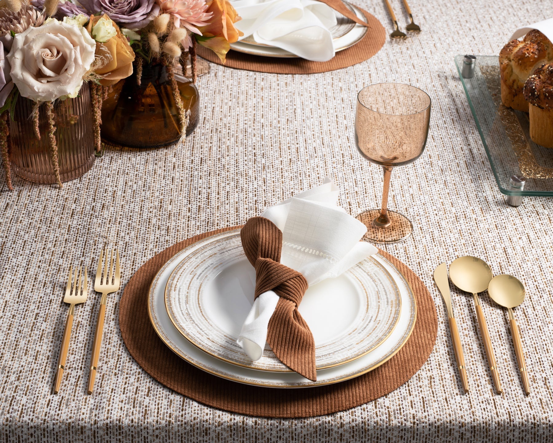 Adorn Your Table Mocha Tweed Tablecloth