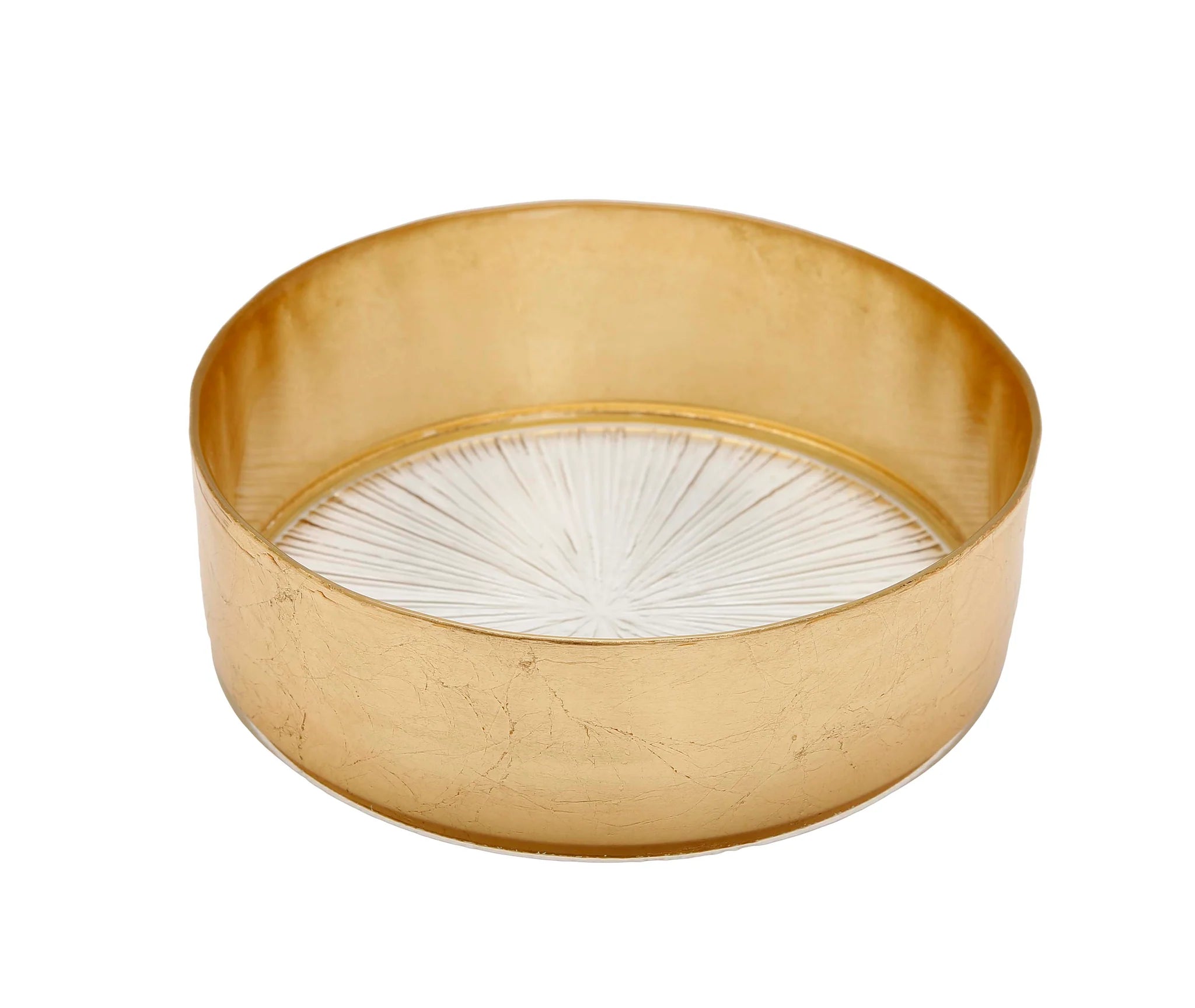 Medium Crystal Glass Bowl with Gold Border
