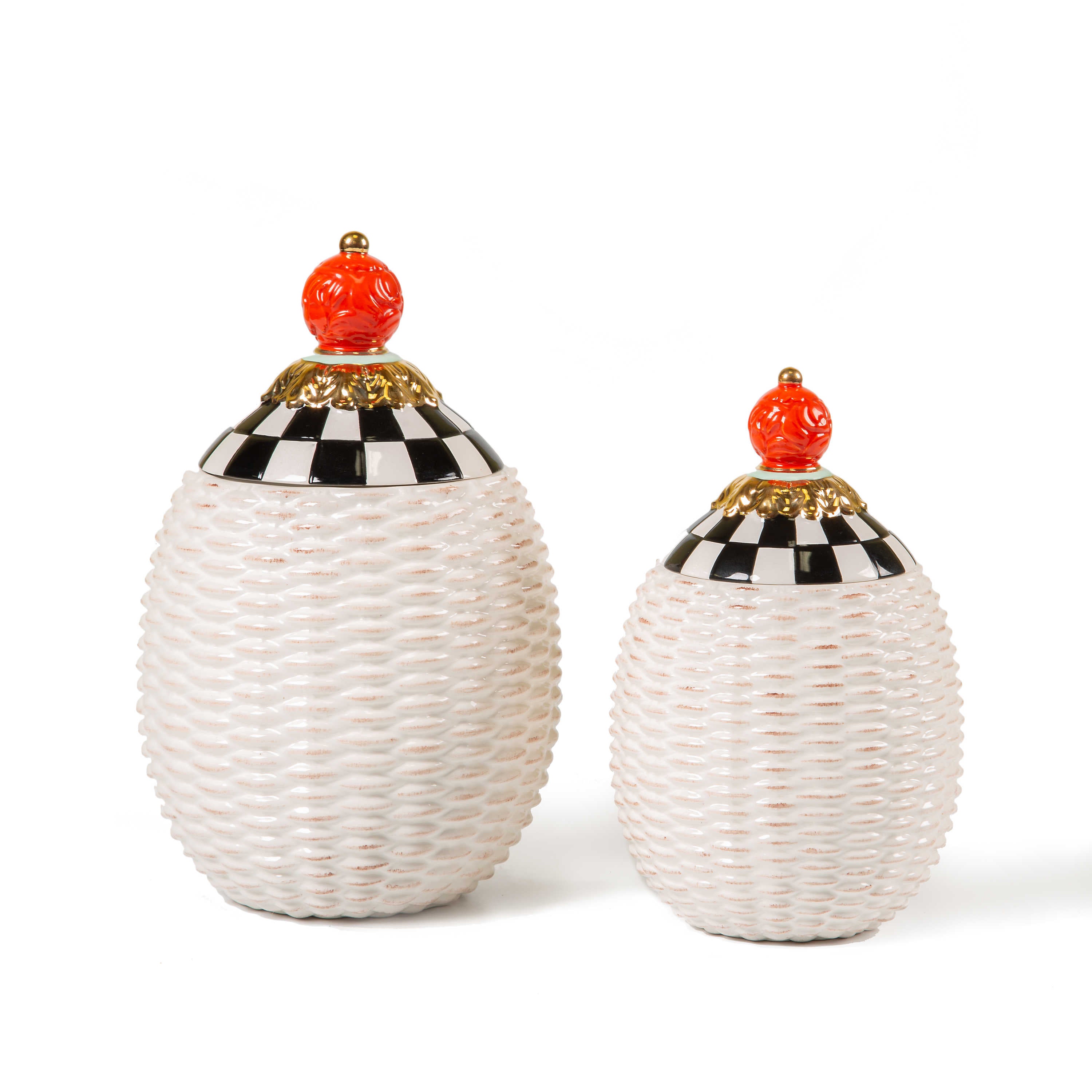 Courtly Basket Weave Canisters -Set of 2