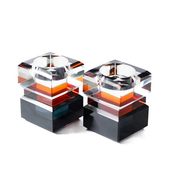 Color Block Black/Amber Tealight Holders