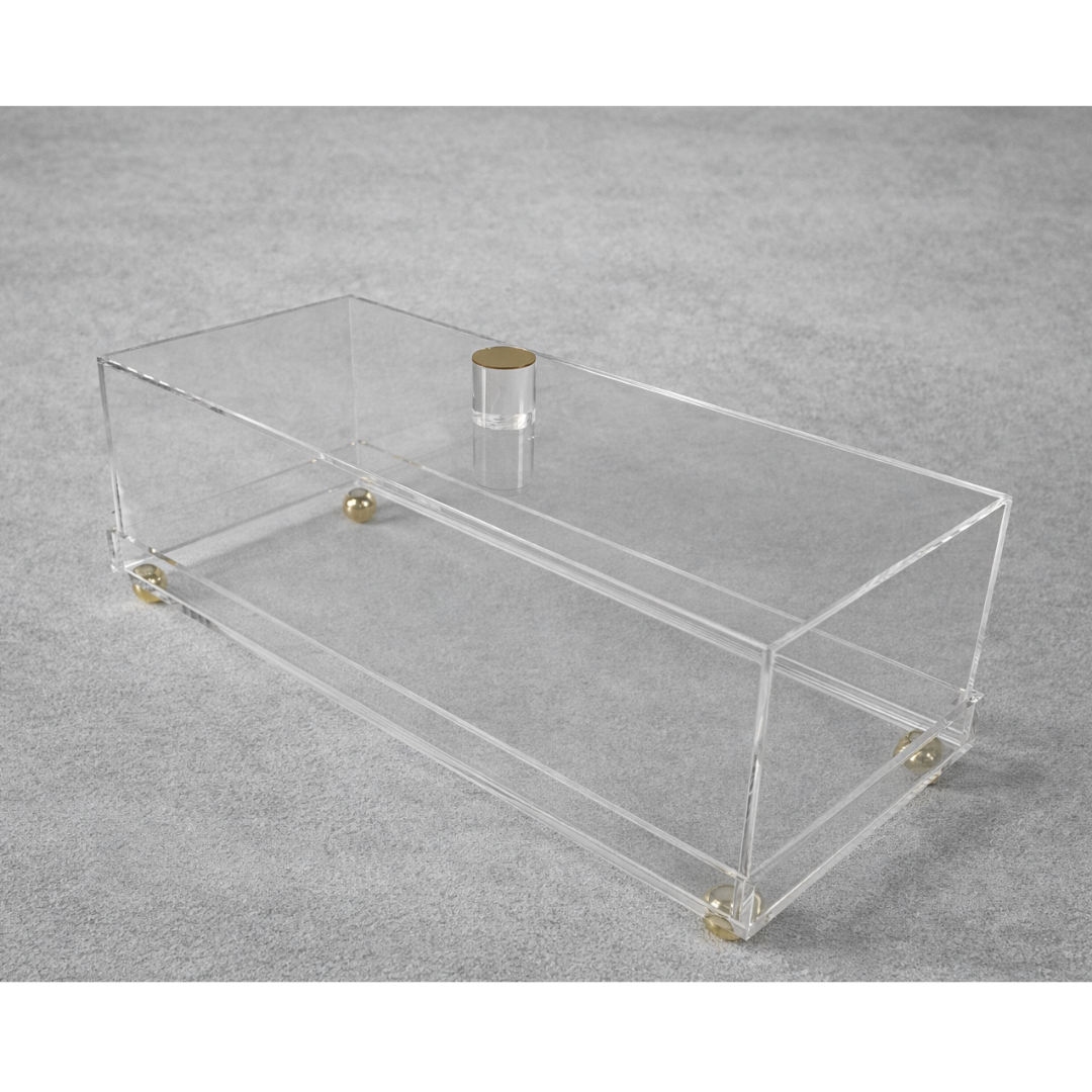 Vikko Lume Rectangle Tray and Dome Cover with Gold Legs