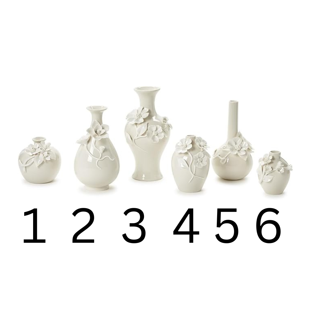 Mini Vases with 3-D Sculpted Flowers
