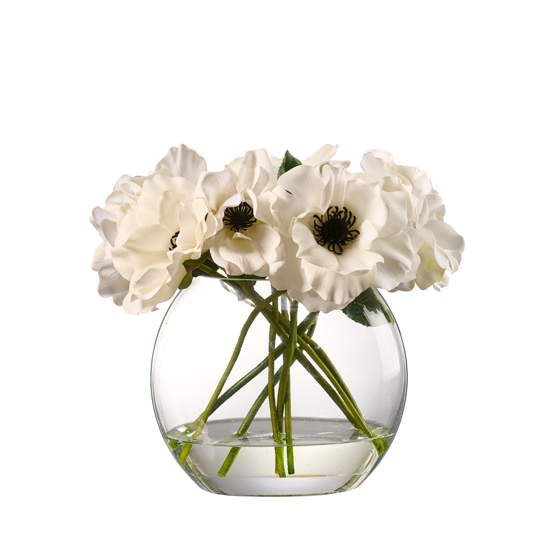 Flaura Anemone in Crystal Glass