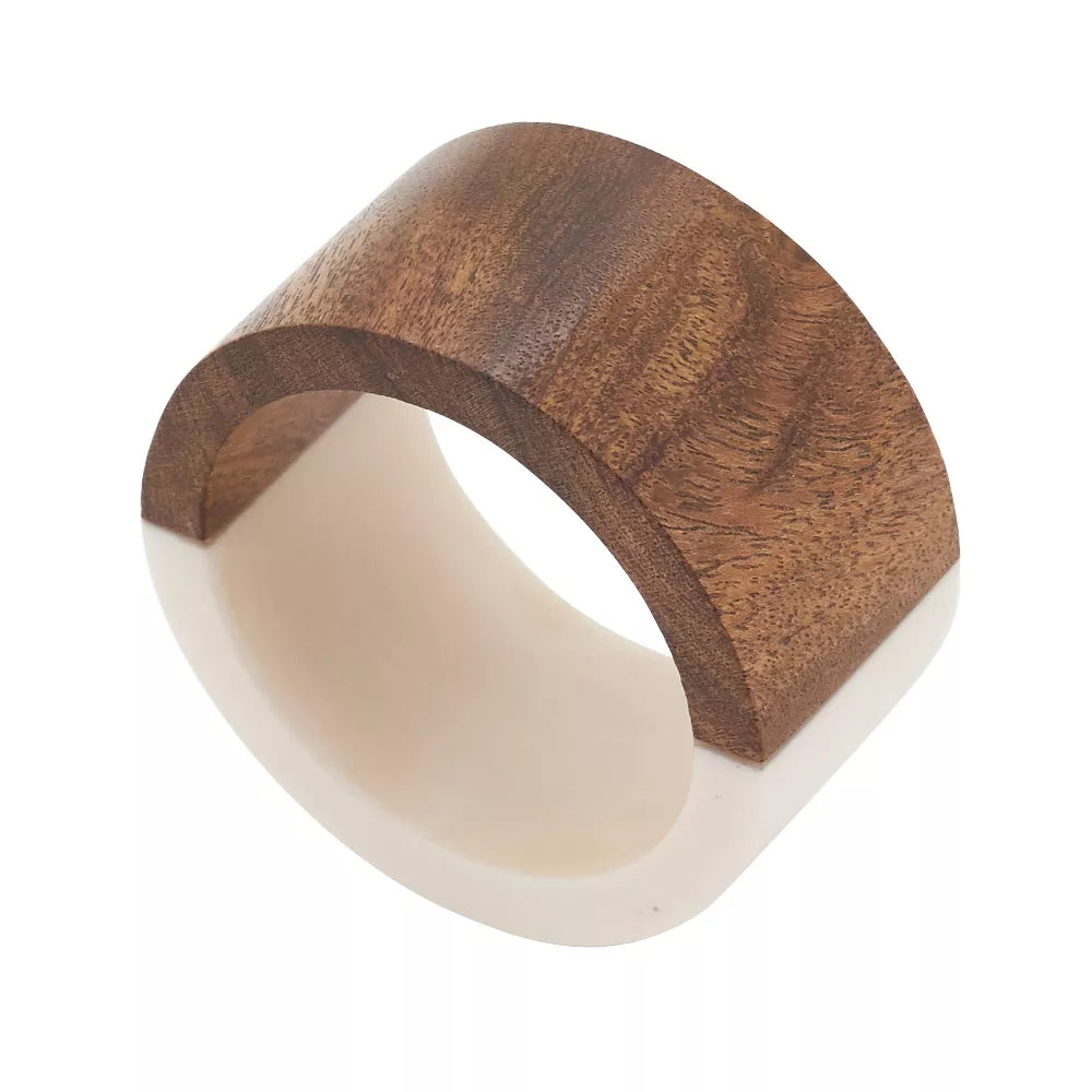 White Wood & Resin Napkin Ring
