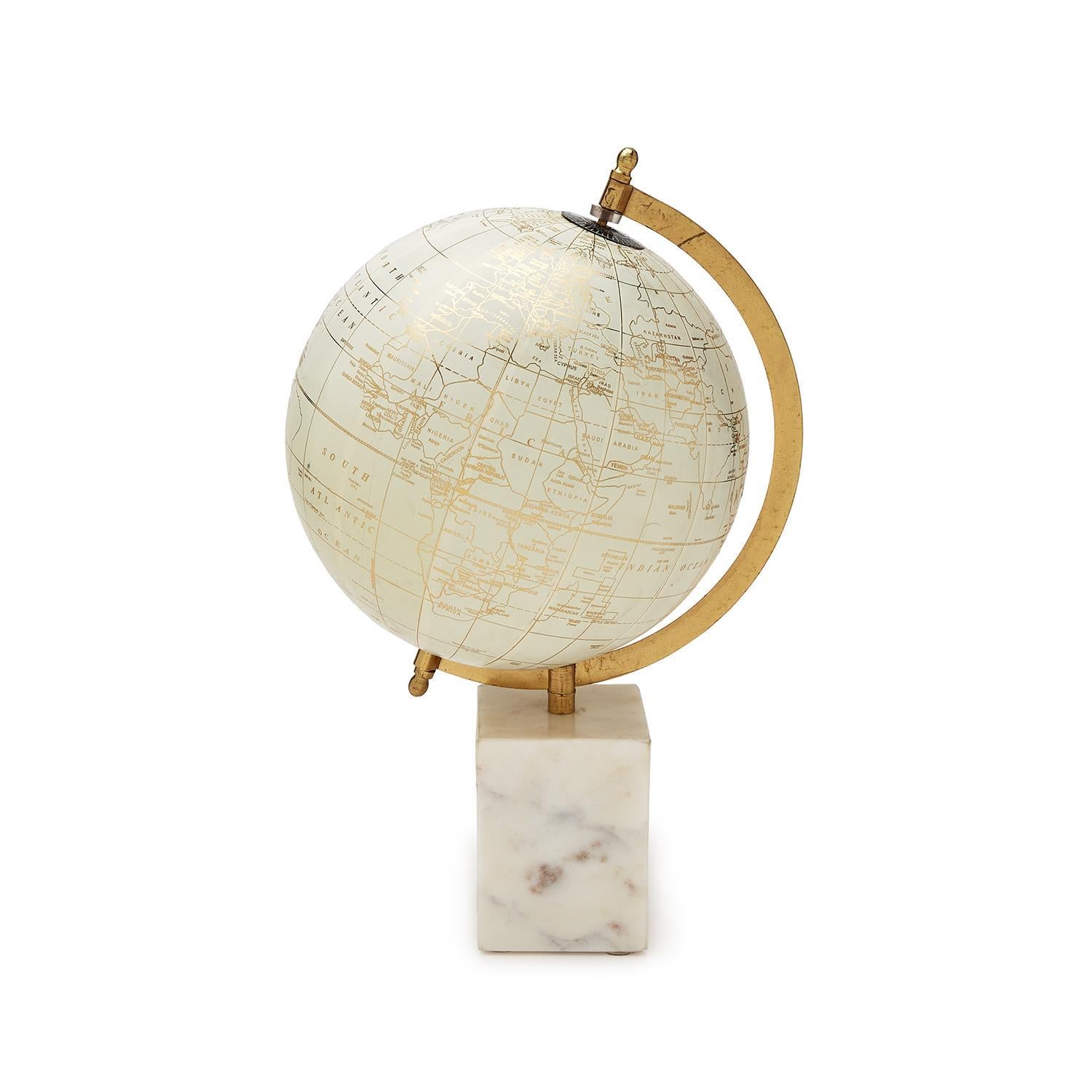 Hermitage Golden White Globe on Genuine Marble Base