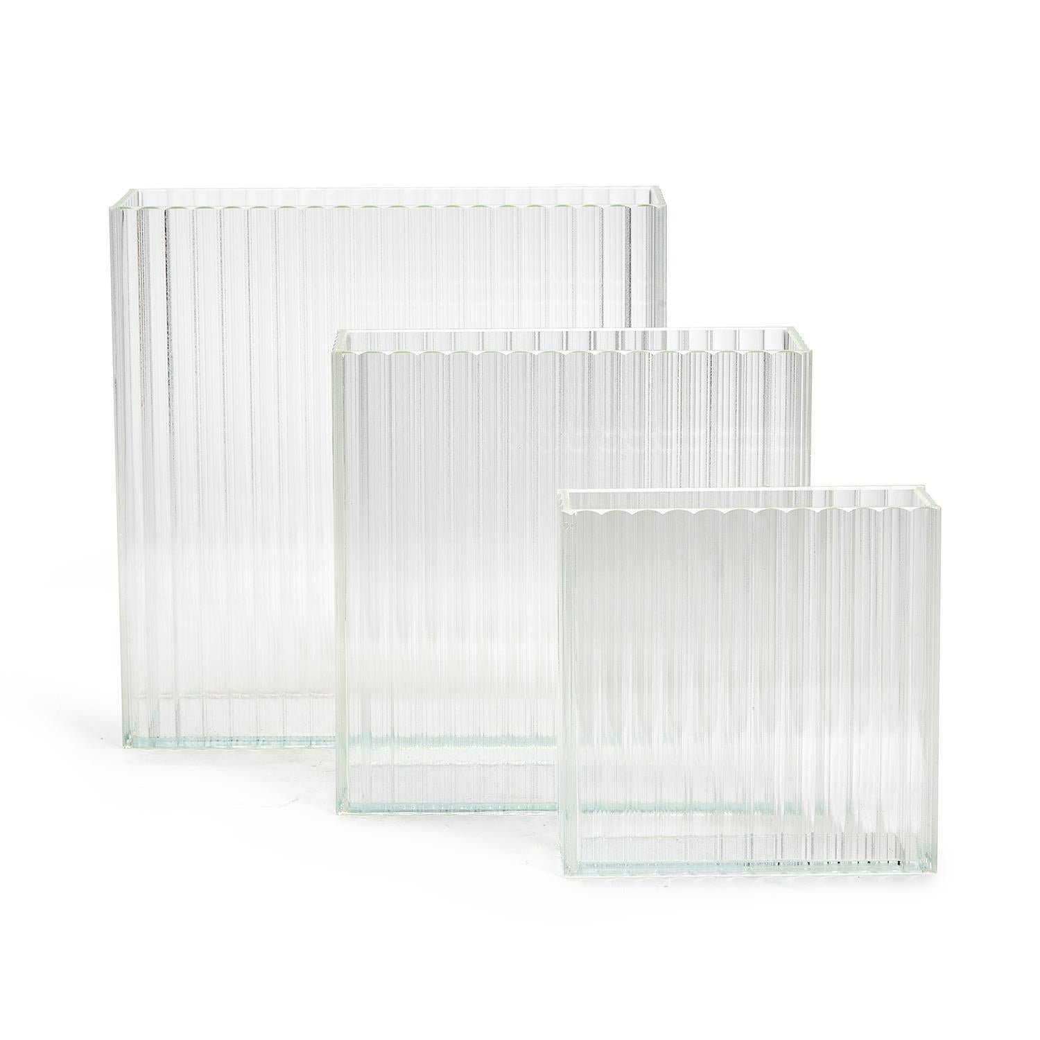 Ribbed Windows Square Vase