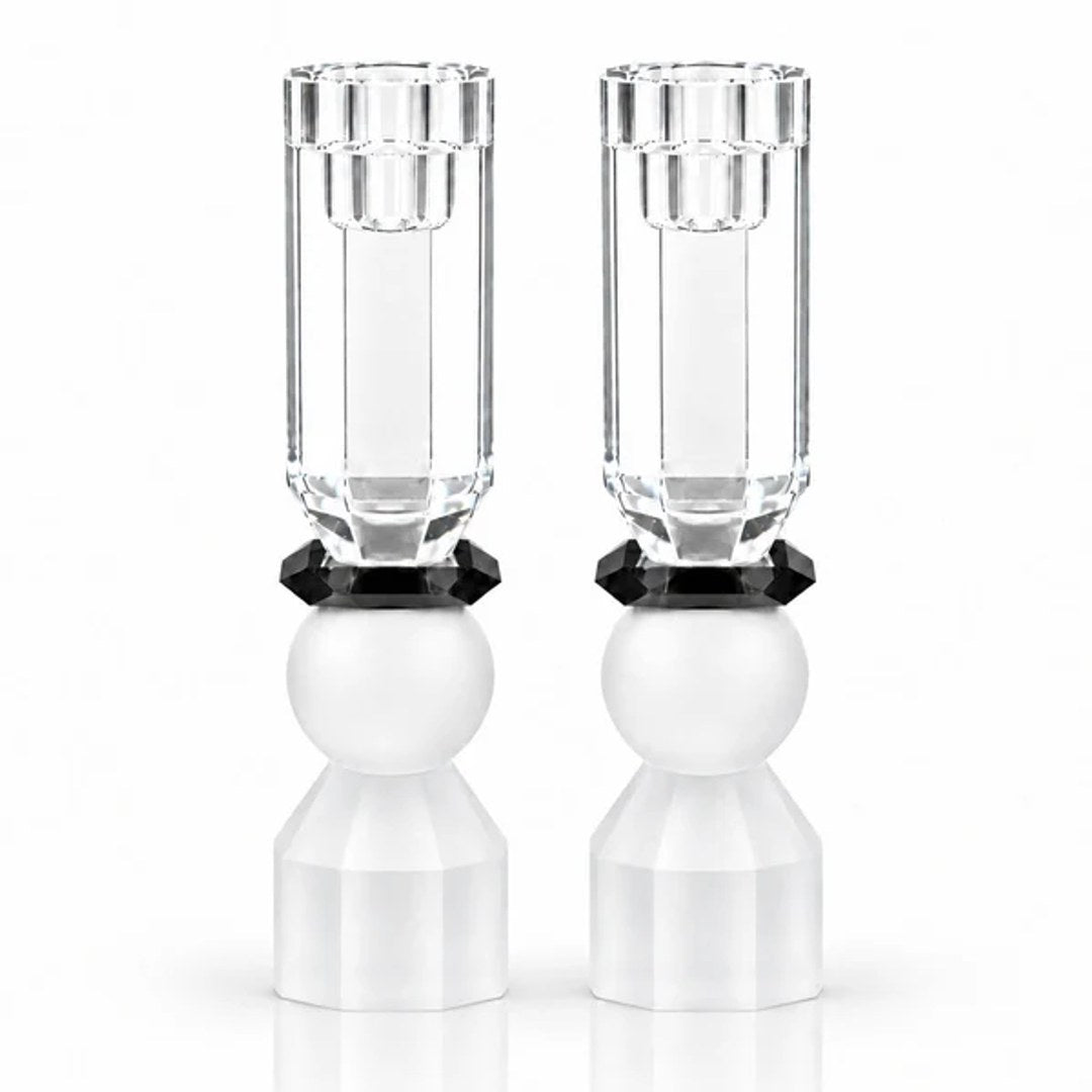 Modern Cut tall Candlestick BLACK / WHITE